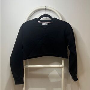 TNA Black Cropped Sweatshirt with Red-Blue Trim
